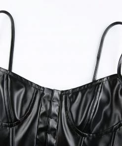 Own Saviour Faux Leather Corset Cami Tees + Tops