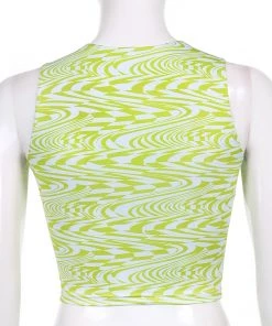 Own Saviour New In Green Swirl Checkerboard Crop