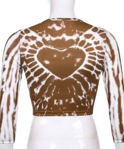 Own Saviour Tees + Tops Brown Heart Tie Dye Crop