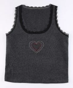 Own Saviour New In Rhinestone Heart Vest Crop