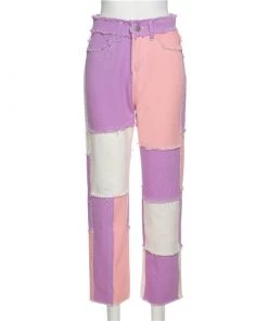 Own Saviour Pants Pink Purple White Patchwork Jeans
