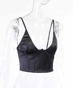 Own Saviour Black Satin Cami Crop New In