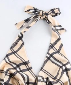 Own Saviour Plaid Halter Crop Tees + Tops