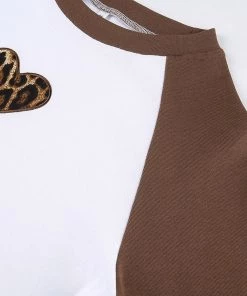 Own Saviour BWN Leopard Heart Raglan Crop Tees + Tops