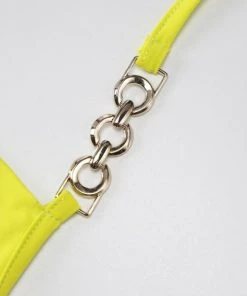 Own Saviour Yellow Chain Halter Mini Dress New In