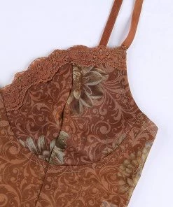 Own Saviour Brown Leaf Mesh Crop New In