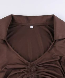 Own Saviour Brown Ruched Shirt Crop New In