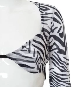 Own Saviour Zebra Sheer Sleeve Bra Crop Tees + Tops