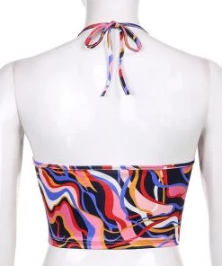 Own Saviour Bright Paisley Ruched Halter Crop