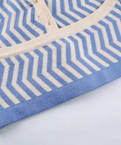 Own Saviour Blue Zig Zag Halter Top