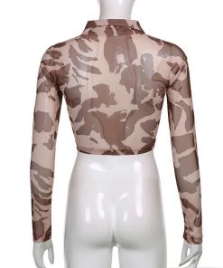 Own Saviour Brown Cow Mesh Crop Shirt