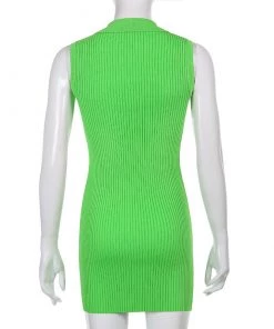 Own Saviour Neon Ribbed Knit Mini Dress