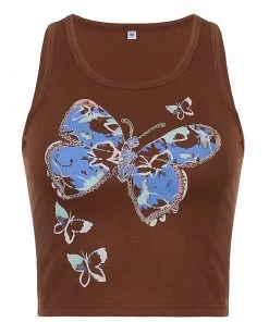 Own Saviour Brown Butterfly Tank Crop