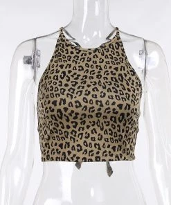 Own Saviour Tees + Tops Backless Leopard Tank Crop