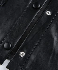 Own Saviour Tees + Tops Black/White Faux Leather Shirt Jacket