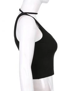 Own Saviour Tees + Tops Choker Shoulder Black Crop