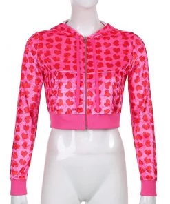 Own Saviour Pink Heart Velvet Hoodie