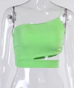 Own Saviour Neon One Shoulder Cut Out Crop