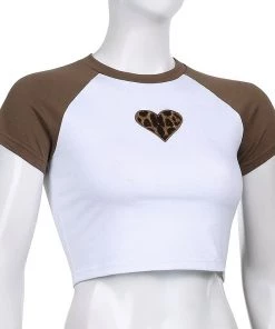 Own Saviour SS Leopard Heart Raglan Crop New In