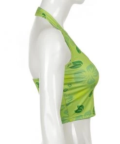 Own Saviour Green Leaf Halter Crop New In