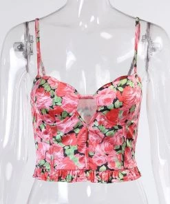 Own Saviour Floral Frill Cami Corset Crop