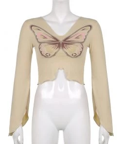 Own Saviour New In Butterfly Raw Hem Crop