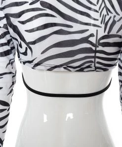 Own Saviour Zebra Sheer Sleeve Bra Crop Tees + Tops