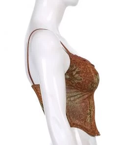 Own Saviour Brown Leaf Mesh Crop New In