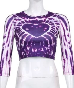 Own Saviour Purple Heart Tie Dye Crop Tees + Tops