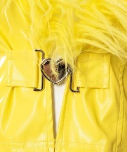 Own Saviour Yellow Faux Fur Leather Crop Jacket New In