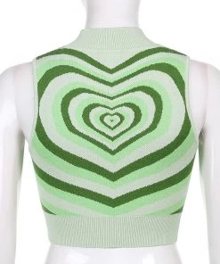 Own Saviour Red/Green/Brown Knit Heart Tank New In