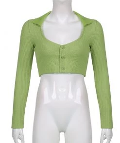 Own Saviour Green Button Crop New In