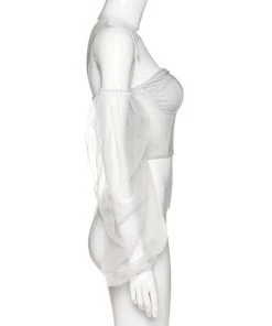 Own Saviour Shimmer Mesh Corset Crop Tees + Tops