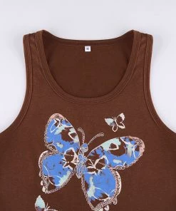 Own Saviour Brown Butterfly Tank Crop