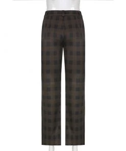 Own Saviour Brown Black Straight Plaid Pants