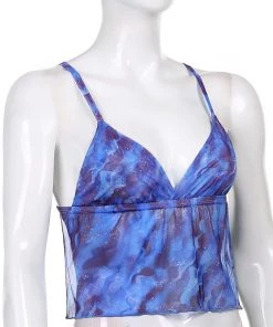 Own Saviour Tees + Tops Blue Backless Swirl Crop