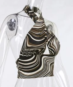 Own Saviour Brown Swirl Halter Crop