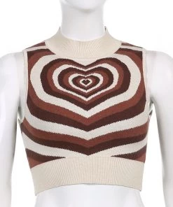 Own Saviour Red/Green/Brown Knit Heart Tank New In