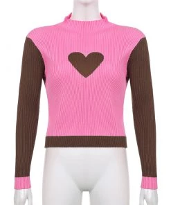 Own Saviour New In Pink Heart Ribbed Sweater