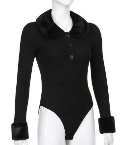 Own Saviour Faux Fur Trim Bodysuit