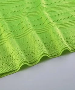 Own Saviour New In Neon Green Crochet Mini Dress
