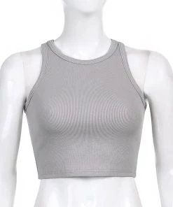 Own Saviour Tees + Tops Grey Rib Tank Crop