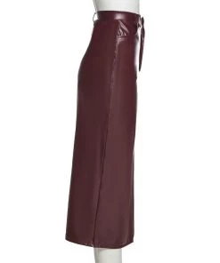 Own Saviour Burgundy/Black Faux Leather Maxi Skirt