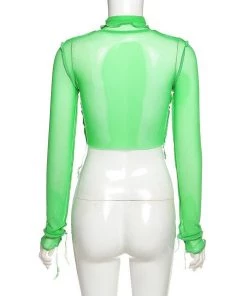 Own Saviour Sheer Turtleneck Contrast Crop