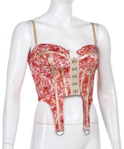 Own Saviour New In Purple/Red Floral Corset Crop