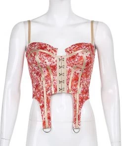 Own Saviour New In Purple/Red Floral Corset Crop