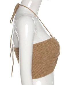 Own Saviour Knitted Cut Out Halter Crop New In