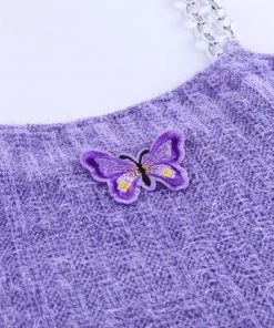 Own Saviour Purple Butterfly Knit Chain Crop