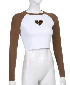 Own Saviour Tees + Tops Leopard Heart Raglan Crop