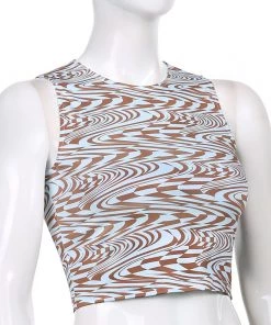 Own Saviour New In Brown Swirl Checkerboard Crop